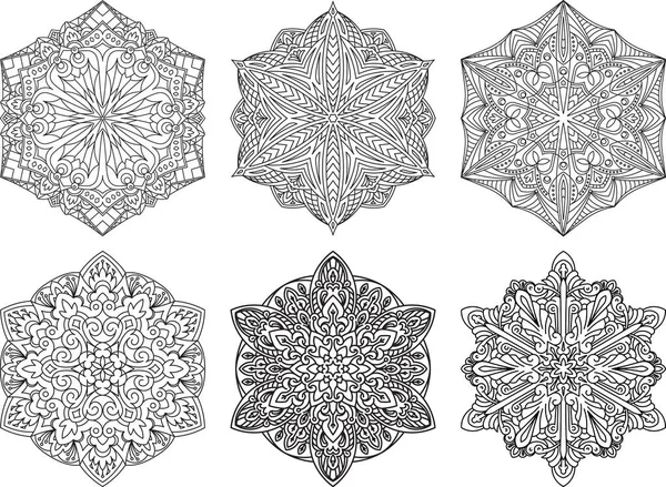 Set of 6 abstract vector black lace designs — Stock Vector