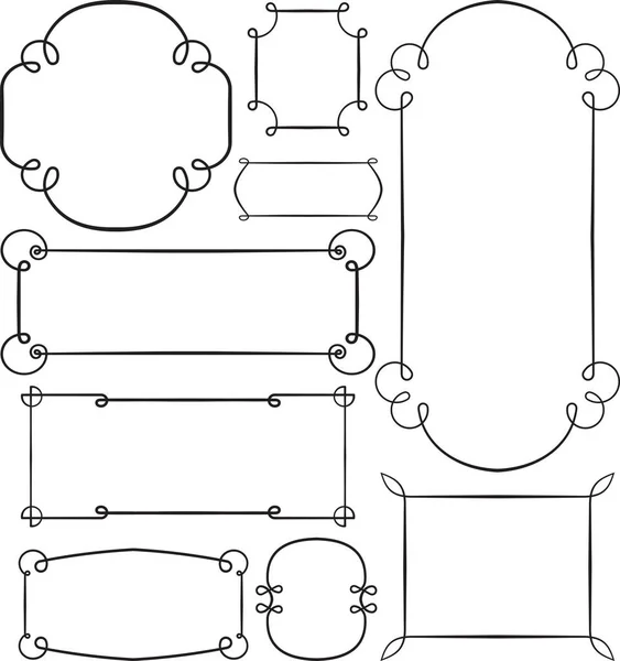 Set mit neun schwarzen Vintage-Rahmen — Stockvektor
