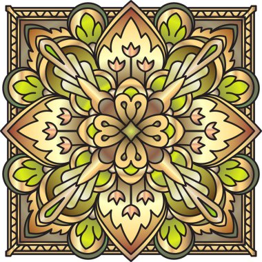 Dekoratif süslü kare mandala 