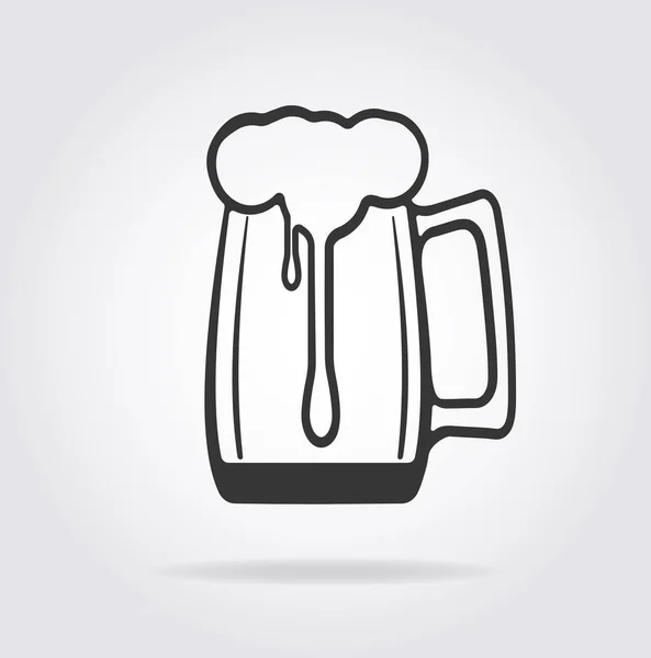 Verre de bière icône plate — Image vectorielle