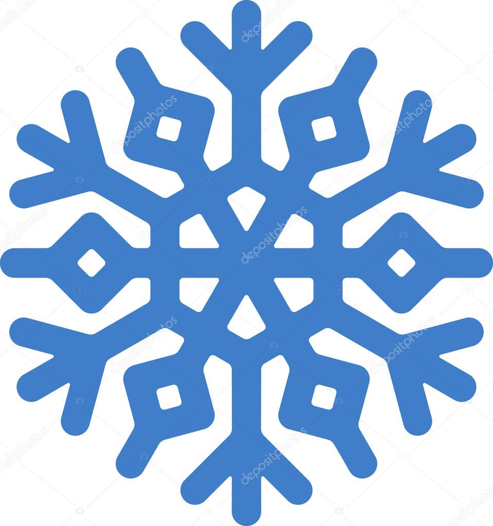 Blue vector snowflake. Simple stylish icon design with rounded corner.