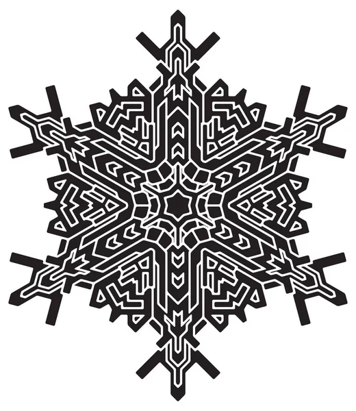 Forma de copo de nieve negro con estilo — Vector de stock