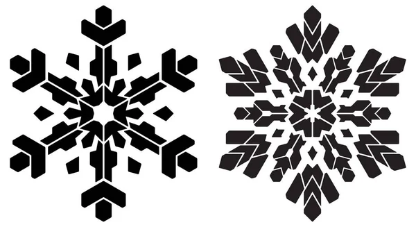 Coppia di fiocchi di neve in stile stencil . — Vettoriale Stock