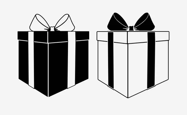 Ζευγάρι από μαύρα και άσπρα δώρο κουτιά εικονίδια — Διανυσματικό Αρχείο