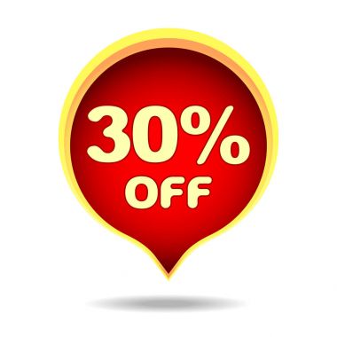 konuşma balonu, etiket, etiket veya simge ile gölge tasarımınız için yüzde 30. Vektör çizim