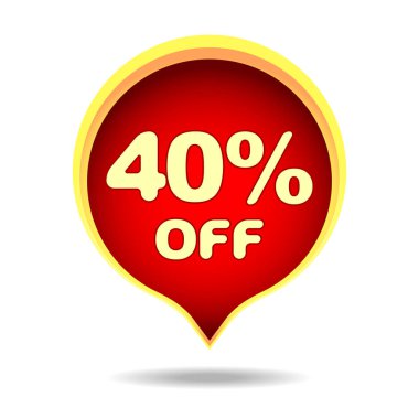 konuşma balonu, etiket, etiket veya simge ile gölge tasarımınız için yüzde 40. Vektör çizim