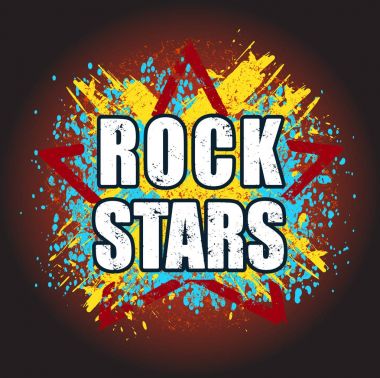 Rock yıldız parlak grunge tasarım amblem, logo veya poster için