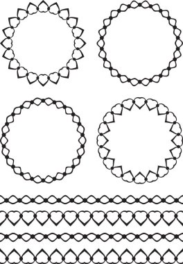 Dört dekoratif yuvarlak kare ve benzer tarzda dekoratif çizgi Kenarlıklar için ayarla.