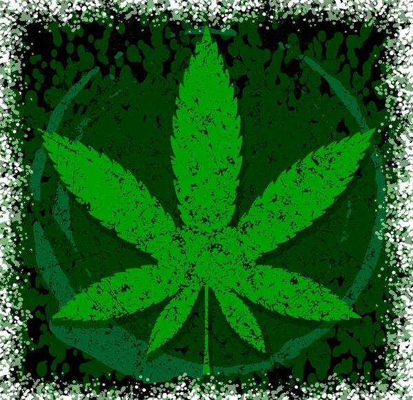 Konopi Lub Marihuany Wektor Zielony Liść — Wektor stockowy