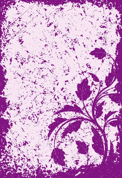 Shabby Sjabloon Floral Grunge Violet — Stockvector