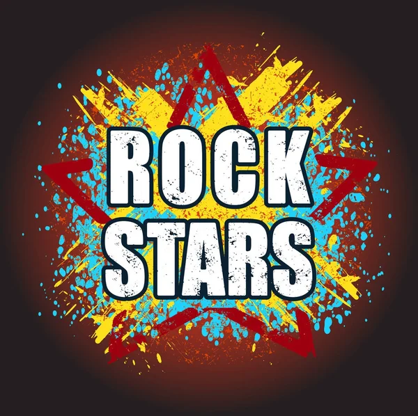 Rock Stars Design Grunge Luminoso Emblema Logo Poster — Vettoriale Stock