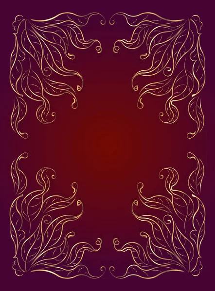 复古金色框架与阴影在一个暗红色的背景和空白的文本空间 用于设计的矢量插图 — 图库矢量图片