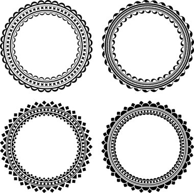 vektör çizim tasarım dört şık yuvarlak çerçeve kümesinin
