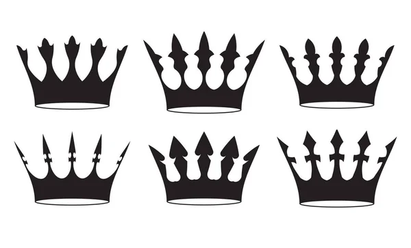 Satz von vier schwarzen Kronen für die Heraldik — Stockvektor