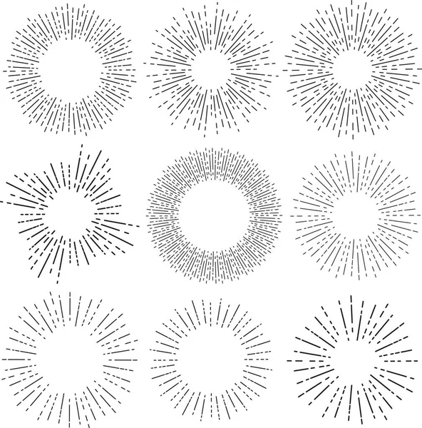 Conjunto de rayos de sol vintage círculos — Vector de stock