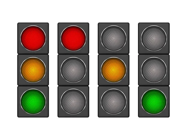 Set of  modern led traffic lights — Stock Vector