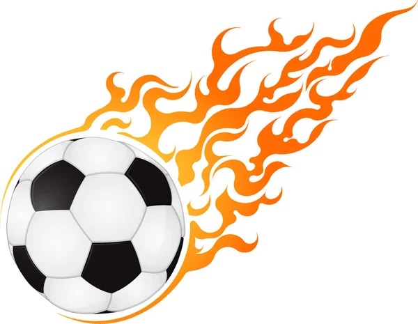 Bola Flamejante Design Futebol Futebol Para Emblema Logotipo — Vetor de Stock