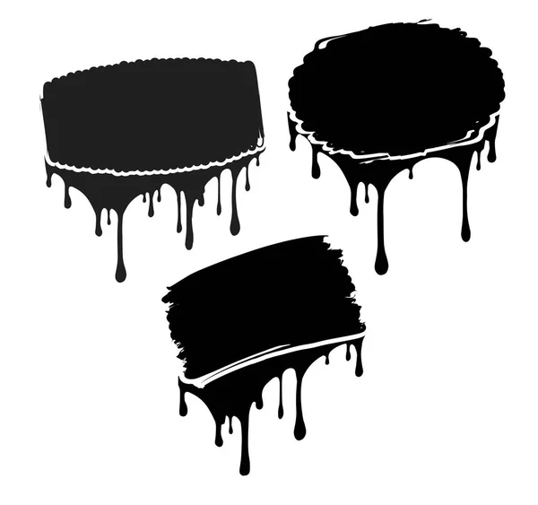 一套3黑色装饰与油漆滴水 设计的矢量插图 — 图库矢量图片