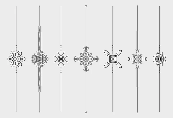 Набір Вертикальних Векторних Монолітних Роздільників Тексту Декоративні Елементи Дизайну — стоковий вектор