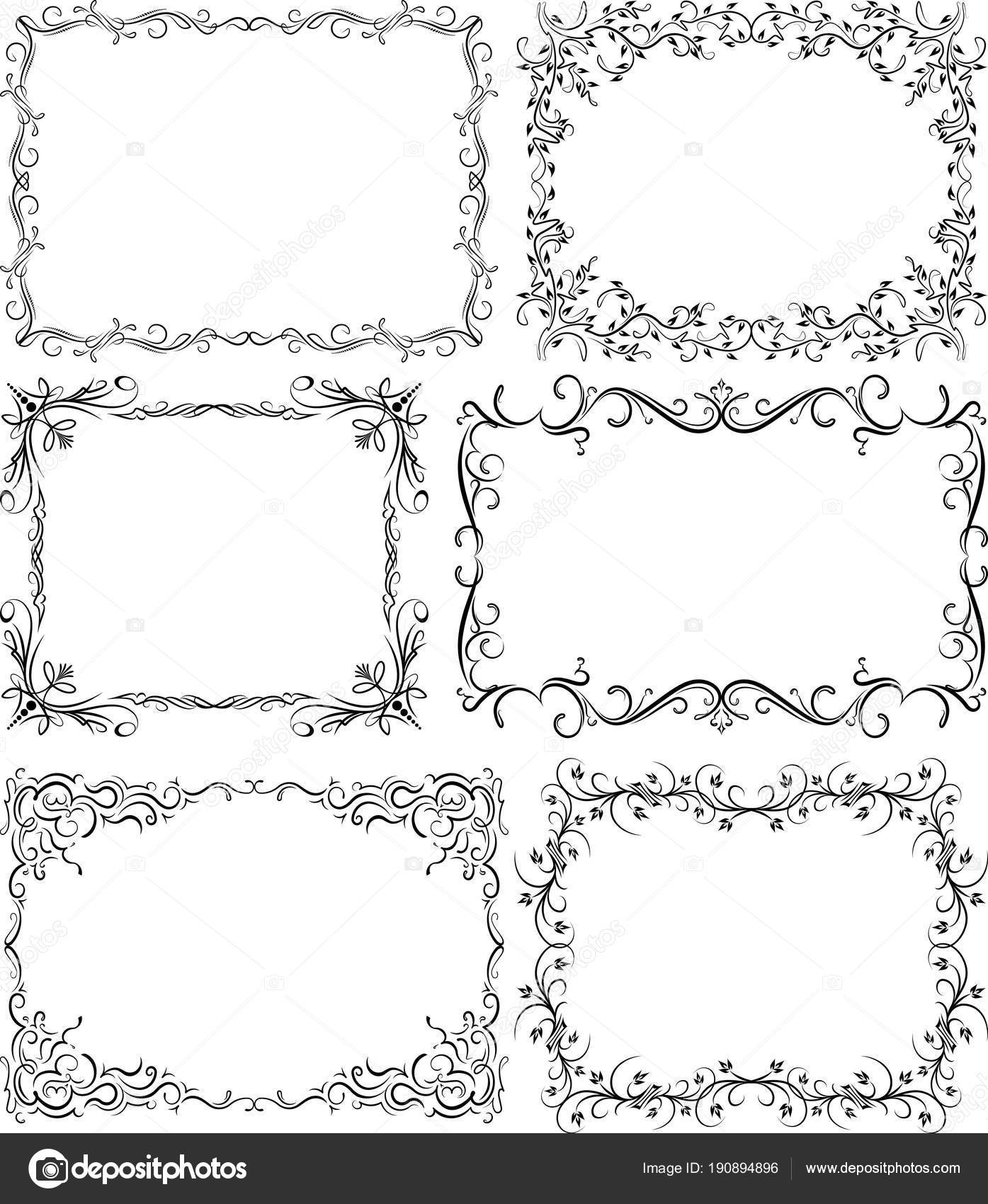 Set Black Vector Frames Your Design Stock