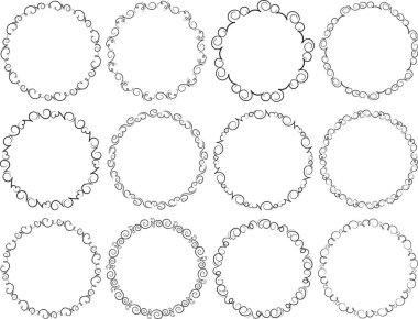 Tasarımınız için düzine siyah yuvarlak çerçeve kümesi