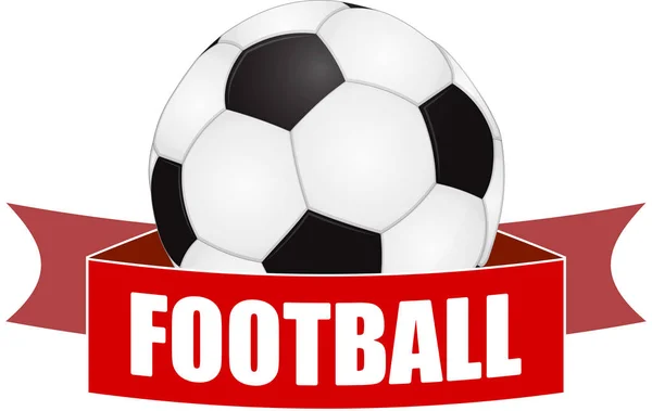 Bola Futebol Abstrato Wih Banner Futebol Vermelho — Vetor de Stock