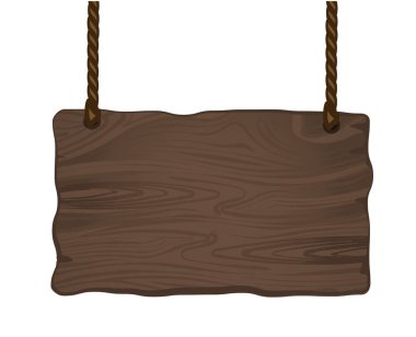 Halatlar, detaylı vektör çizim çifti ile eski ahşap işareti.