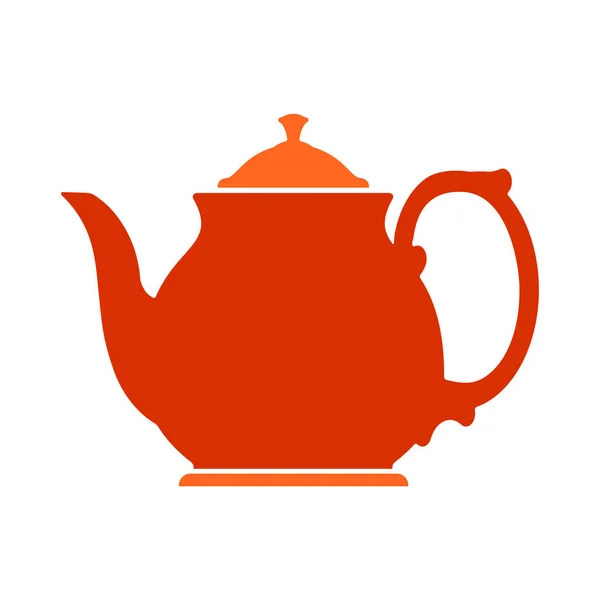 Red Bright Flat Icon Teapot Your Design — Stock Vector