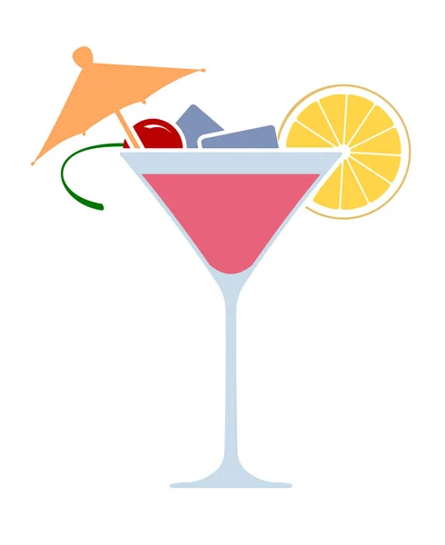 Wine Glass Martini Cocktail Very Bright Color Tones Flat Icon — Stock Vector