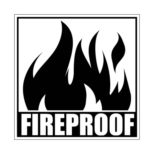 Fireproof Square Icon Logo Design Sign Black Label Blazing Flame — ストックベクタ