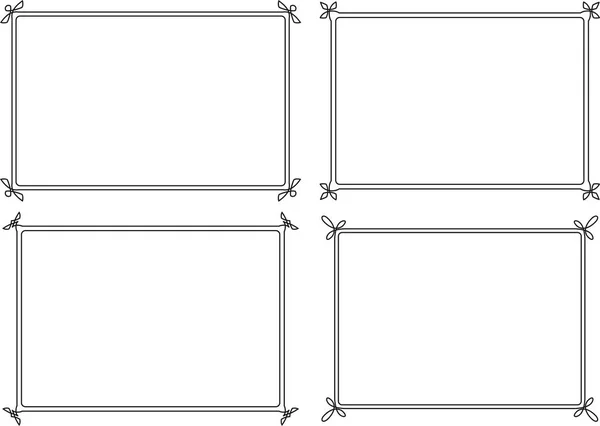 Conjunto Marcos Decorativos Delgados Estilo Mono Línea — Archivo Imágenes Vectoriales