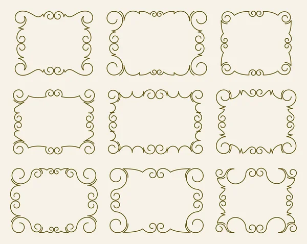 Набор Девяти Элегантных Простых Стильных Векторных Рам Каллиграфии Вашего Дизайна — стоковый вектор