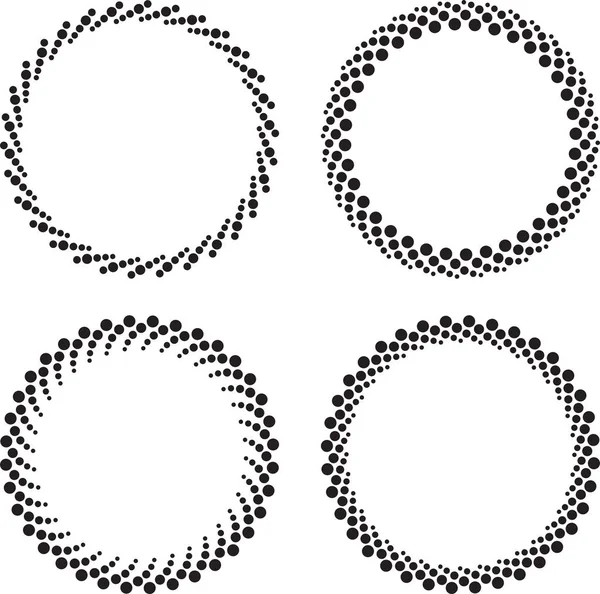 Набір Чотирьох Круглих Кадрів Стилі Напівтонових Точок Вашого Логотипу Або — стоковий вектор