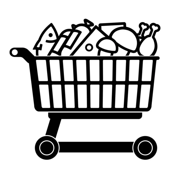 Grocery Trolley Full Foods Flat Icon Template Your Design Isolated — ストックベクタ