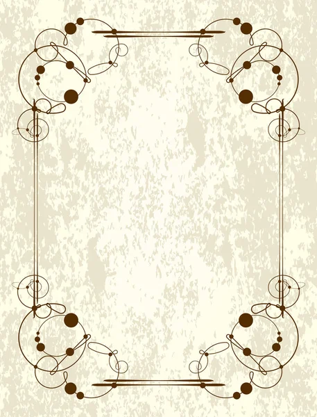 Vintage Swirl Frame Decorative Dots Vector Illustration Greeting Card Other — ストックベクタ