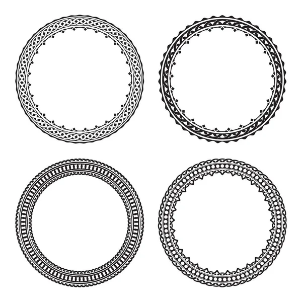 Set Van Vier Zwarte Ronde Frames Geïsoleerd Een Witte Achterrgound — Stockvector