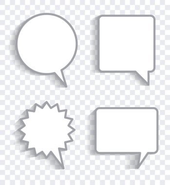Set of four speech bubbles with empty space for your text and shadow