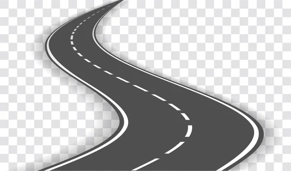 Vector Winding Road Whith Shadow Isolated Transparent Background Vector Eps — 图库矢量图片