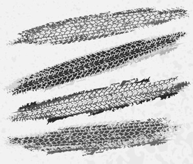 Dizaynınız için dört lastik izi. Grunge doku vektör çizimi.