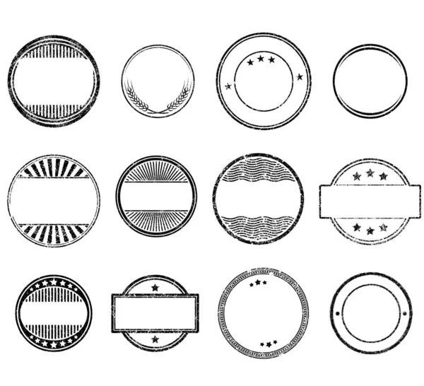 Set Circle Grunge Rubber Stamps Templates — Stock Vector