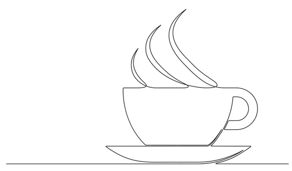 Emblem Cup Coffee One Continuous Line Drawing Style Cafe Shop — Stock Vector