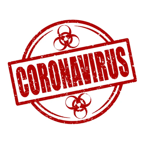 Coronavirus Red Rubber Stamp Sign Biological Danger — Stock Vector