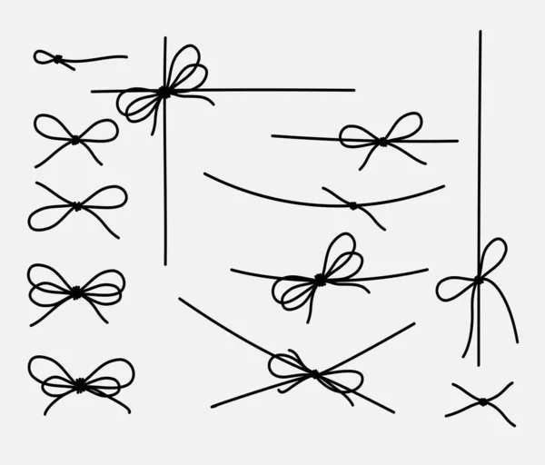 Set Rope Knots Marine Knots Bows Vector Illustration — ストックベクタ