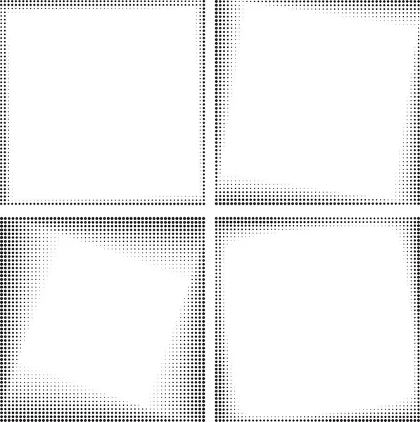 Set Four Vector Black Square Halftone Frames Your Logo Other — Stock Vector