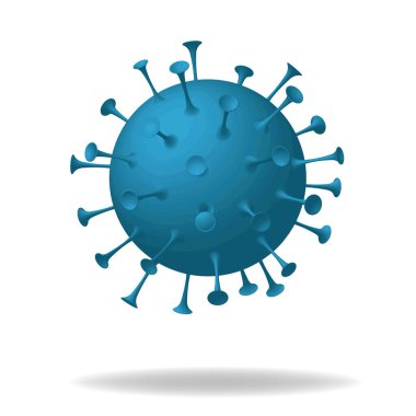 Beyaz arka planda izole edilmiş tek bir gerçekçi Coronavirus COVID-19 virüsü. Roman Coronavirus Covid-19 salgını. Tasarımınız için düzenlenebilir vektör illüstrasyonu.