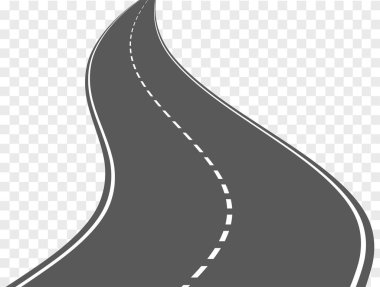 Dolambaçlı yol üzerinde şeffaf arka plan izole vektör.