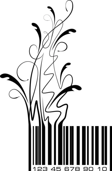 Conceptual Ecological Illustration Bar Code Floral Branch Vector — Stock Vector