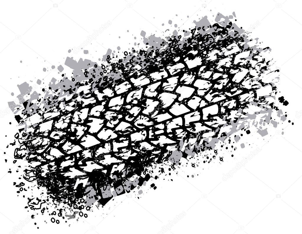 Vector trail design trace of the tyre in grunge style for your design.