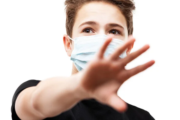 Humanes Bevölkerungsvirus Infektionen Grippevorbeugung Und Industrieabgase Schutzkonzept Teenager Mit Atemschutzmaske — Stockfoto