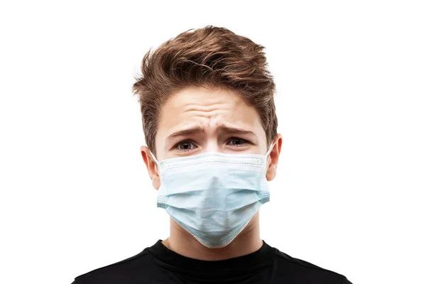 Humanes Bevölkerungsvirus Infektionen Grippevorbeugung Und Industrieabgase Schutzkonzept Teenager Mit Atemschutzmaske Stockbild
